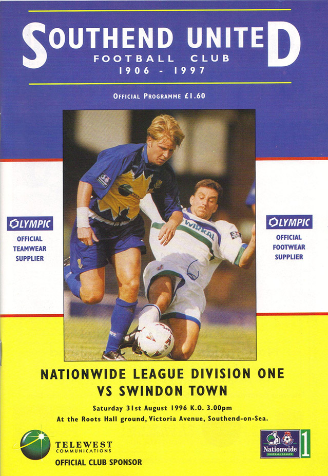 <b>Saturday, August 31, 1996</b><br />vs. Southend United (Away)